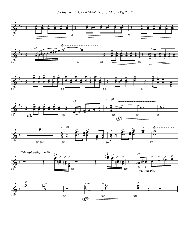 Amazing Grace (Choral Anthem SATB) Clarinet 1/2 (Lifeway Choral / Arr. Phillip Keveren)