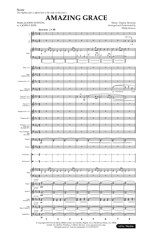Amazing Grace (Choral Anthem SATB) Orchestration (Lifeway Choral / Arr. Phillip Keveren)