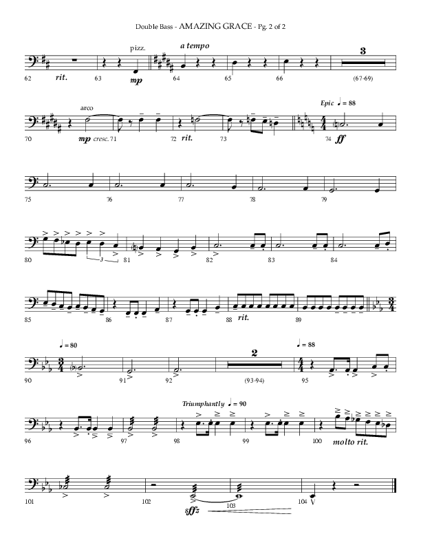 Amazing Grace (Choral Anthem SATB) Double Bass (Lifeway Choral / Arr. Phillip Keveren)