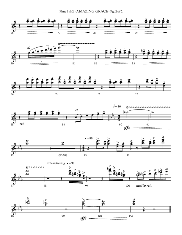 Amazing Grace (Choral Anthem SATB) Flute 1/2 (Lifeway Choral / Arr. Phillip Keveren)