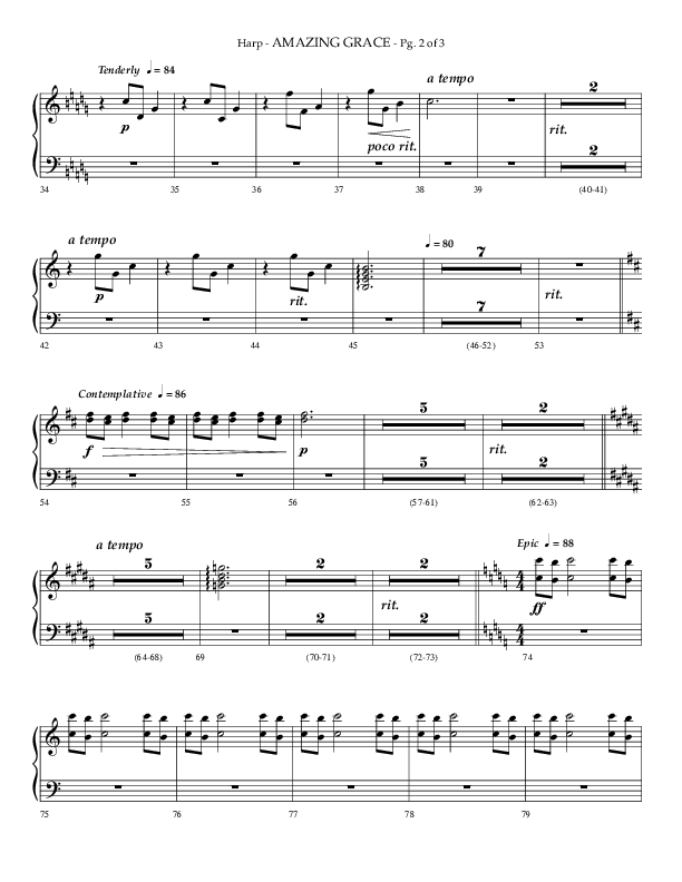 Amazing Grace (Choral Anthem SATB) Harp (Lifeway Choral / Arr. Phillip Keveren)
