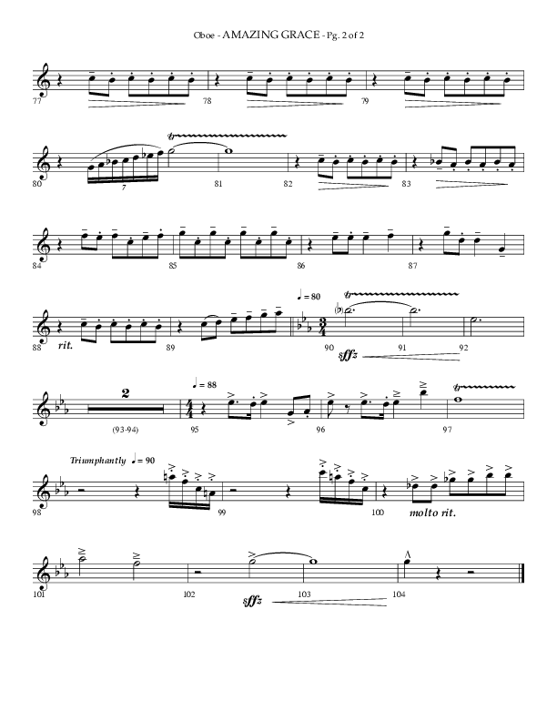 Amazing Grace (Choral Anthem SATB) Oboe Sheet Music PDF (Lifeway Choral