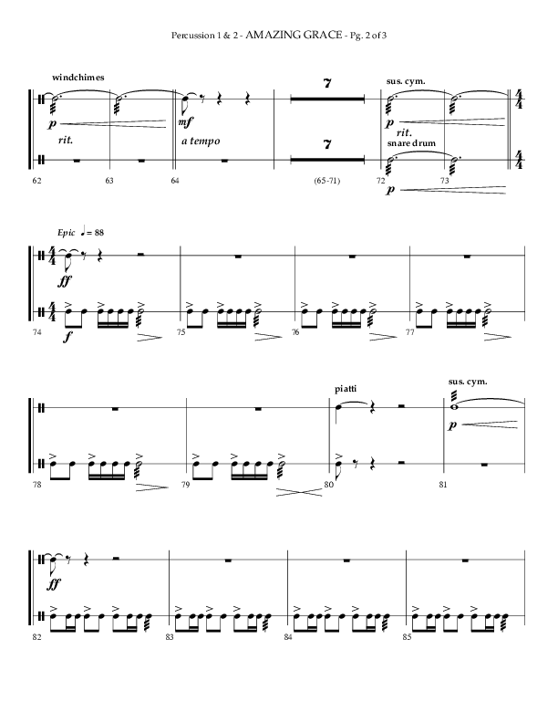 Amazing Grace (Choral Anthem SATB) Percussion 1/2 (Lifeway Choral / Arr. Phillip Keveren)