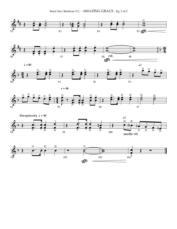 Amazing Grace (Choral Anthem SATB) Tenor Sax/Baritone T.C. (Lifeway Choral / Arr. Phillip Keveren)