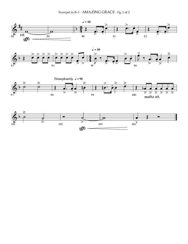 Amazing Grace (Choral Anthem SATB) Trumpet 3 (Lifeway Choral / Arr. Phillip Keveren)