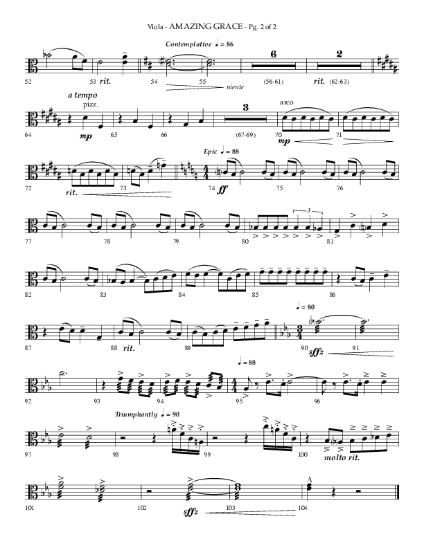 Amazing Grace (Choral Anthem SATB) Viola (Lifeway Choral / Arr. Phillip Keveren)