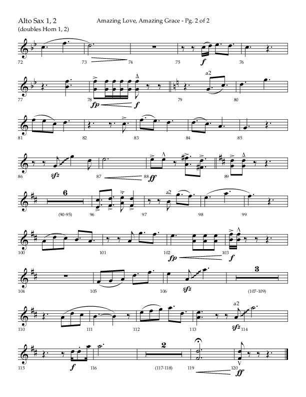 Amazing Love Amazing Grace (Choral Anthem SATB) Alto Sax 1/2 (Lifeway Choral / Arr. Cody McVey)