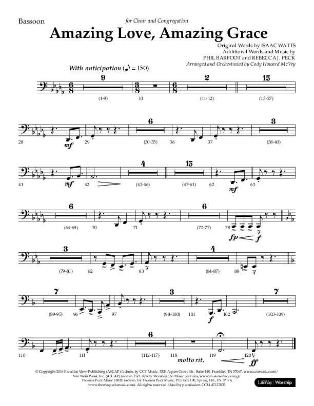 Amazing Love Amazing Grace (Choral Anthem SATB) Bassoon (Lifeway Choral / Arr. Cody McVey)