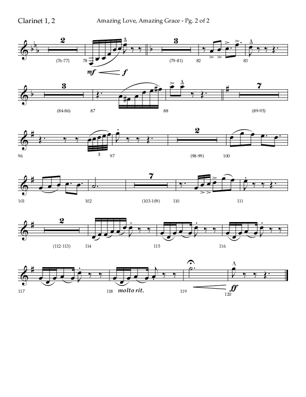 Amazing Love Amazing Grace (Choral Anthem SATB) Clarinet 1/2 (Lifeway Choral / Arr. Cody McVey)