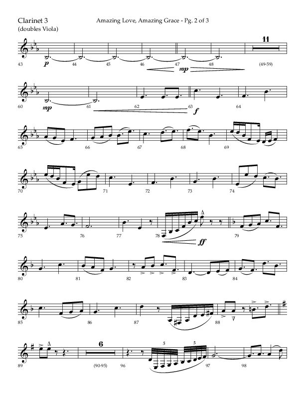 Amazing Love Amazing Grace (Choral Anthem SATB) Clarinet 3 (Lifeway Choral / Arr. Cody McVey)