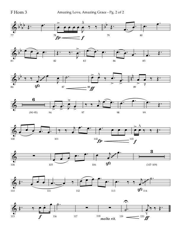 Amazing Love Amazing Grace (Choral Anthem SATB) French Horn 3 (Lifeway Choral / Arr. Cody McVey)