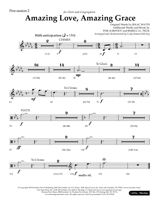 Amazing Love Amazing Grace (Choral Anthem SATB) Percussion 1/2 (Lifeway Choral / Arr. Cody McVey)