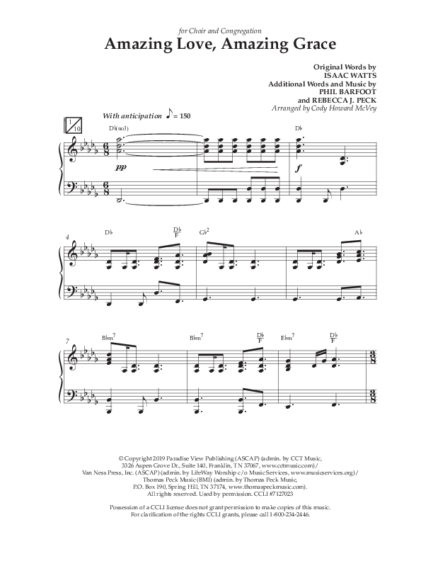 Amazing Love Amazing Grace (Choral Anthem SATB) Anthem (SATB/Piano) (Lifeway Choral / Arr. Cody McVey)