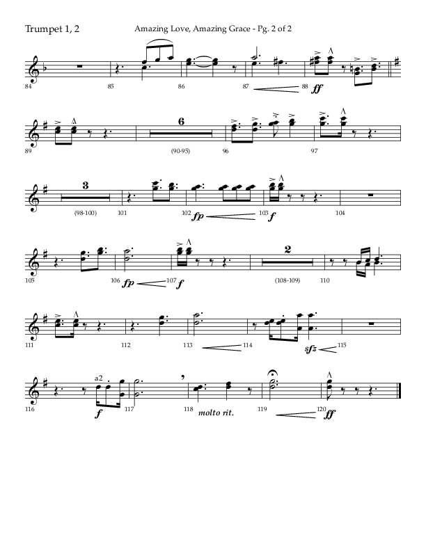 Amazing Love Amazing Grace (Choral Anthem SATB) Trumpet 1,2 (Lifeway Choral / Arr. Cody McVey)