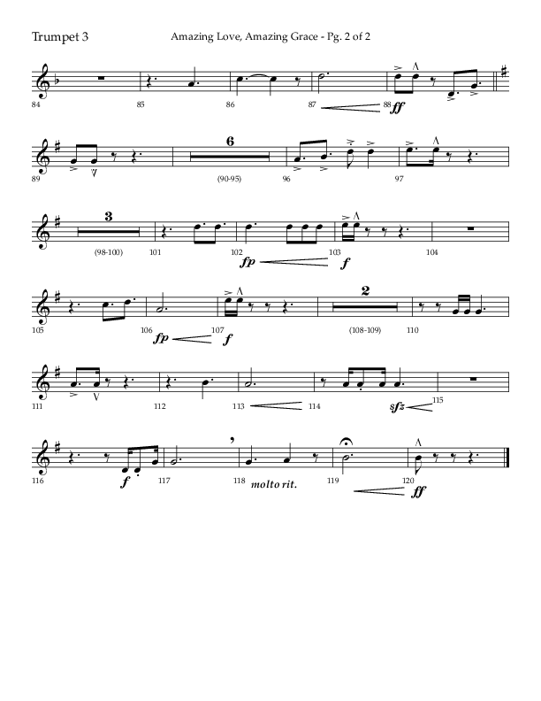 Amazing Love Amazing Grace (Choral Anthem SATB) Trumpet 3 (Lifeway Choral / Arr. Cody McVey)