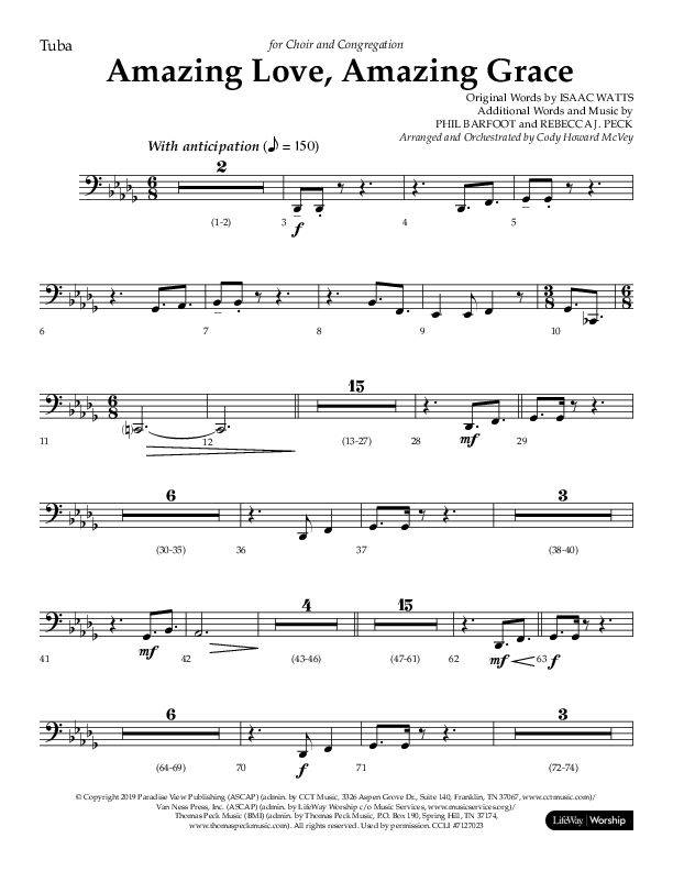 Amazing Love Amazing Grace (Choral Anthem SATB) Tuba (Lifeway Choral / Arr. Cody McVey)