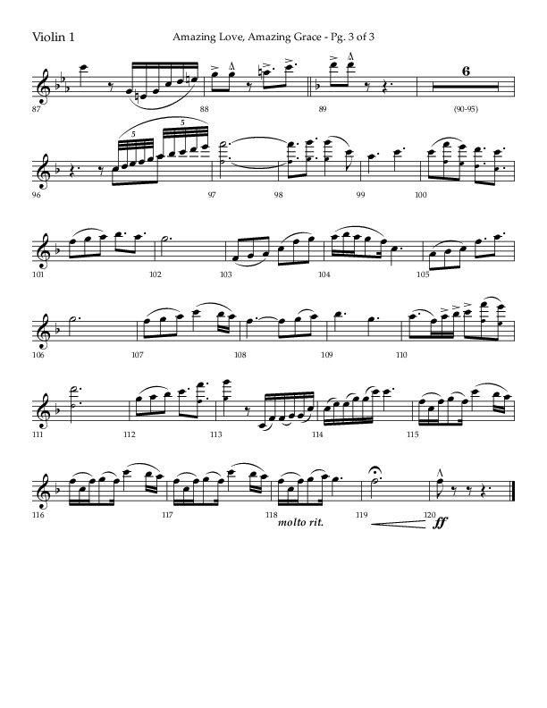 Amazing Love Amazing Grace (Choral Anthem SATB) Violin 1 (Lifeway Choral / Arr. Cody McVey)