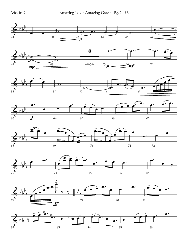 Amazing Love Amazing Grace (Choral Anthem SATB) Violin 2 (Lifeway Choral / Arr. Cody McVey)