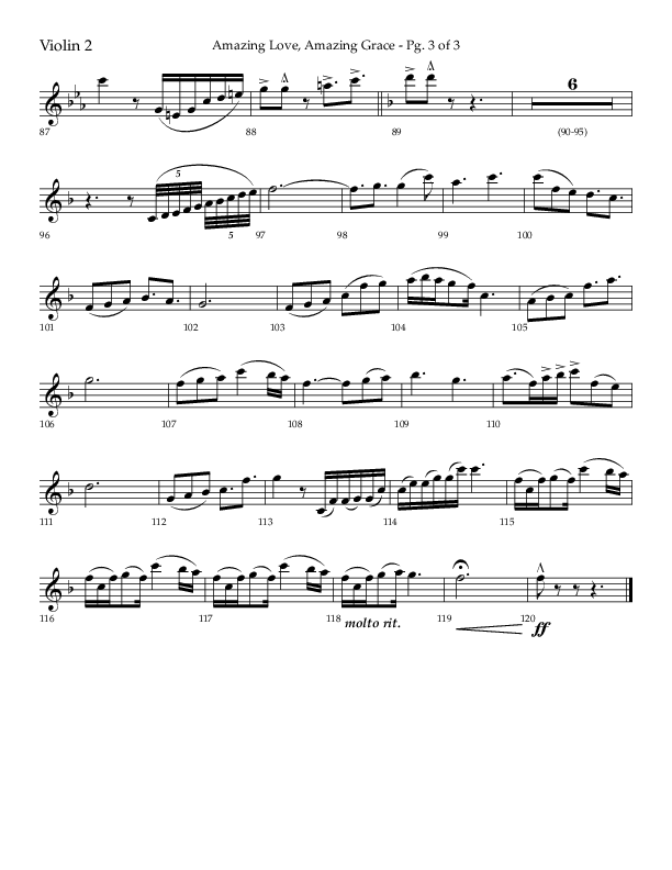 Amazing Love Amazing Grace (Choral Anthem SATB) Violin 2 (Lifeway Choral / Arr. Cody McVey)