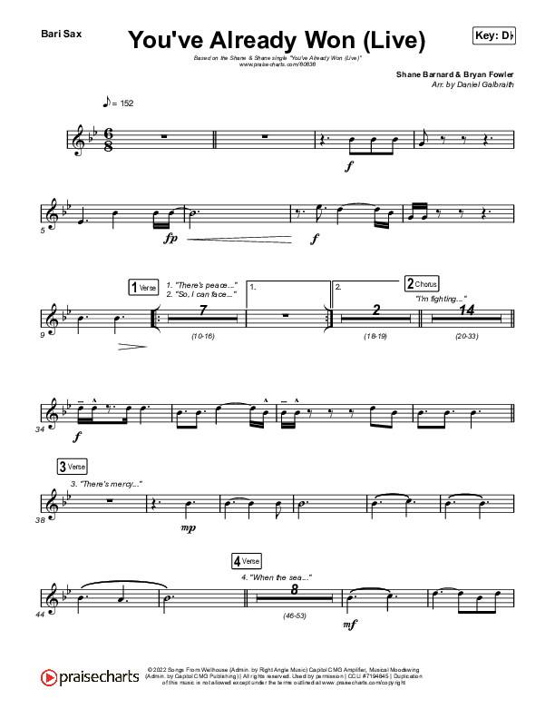 You've Already Won (Live) Bari Sax (Shane & Shane)