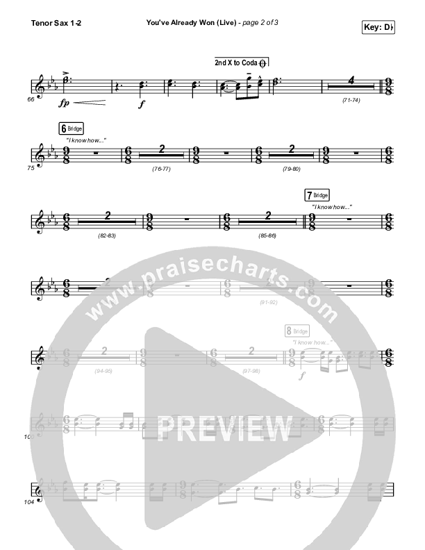 You've Already Won (Live) Tenor Sax 1/2 (Shane & Shane)