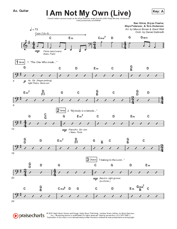 I Am Not My Own (Choral Anthem SATB) Acoustic Guitar (Keith & Kristyn Getty / Skye Peterson / Arr. Mason Brown)