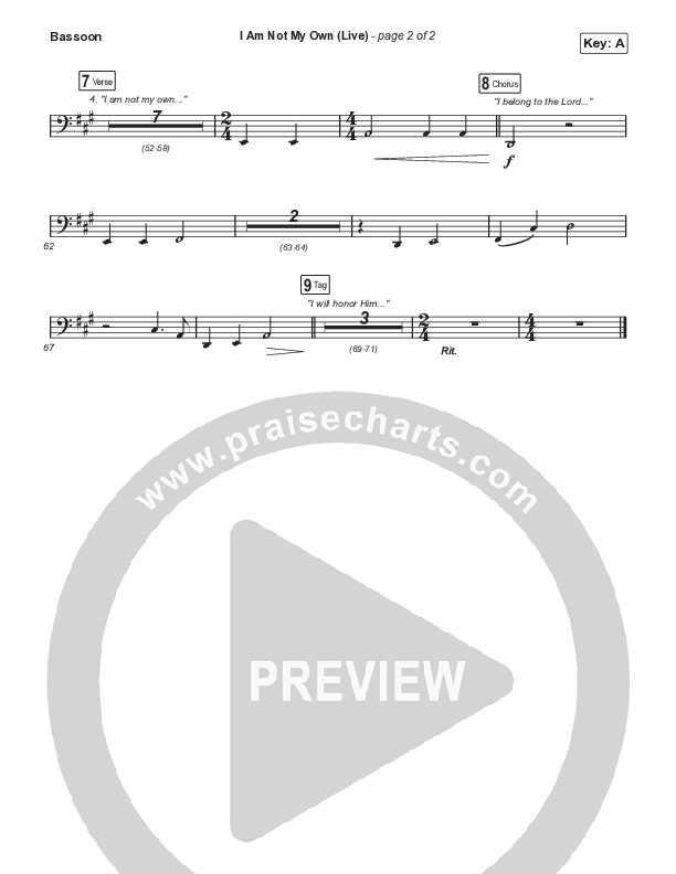 I Am Not My Own (Choral Anthem SATB) Bassoon (Keith & Kristyn Getty / Skye Peterson / Arr. Mason Brown)