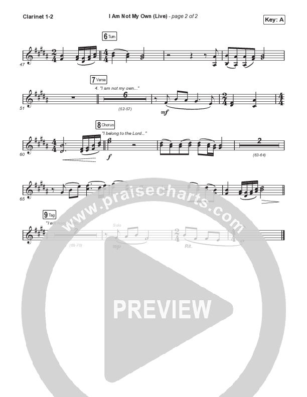I Am Not My Own (Choral Anthem SATB) Clarinet 1,2 (Keith & Kristyn Getty / Skye Peterson / Arr. Mason Brown)