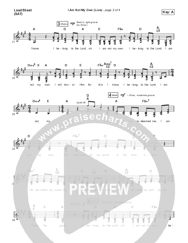 I Am Not My Own (Choral Anthem SATB) Lead Sheet (SAT) (Keith & Kristyn Getty / Skye Peterson / Arr. Mason Brown)