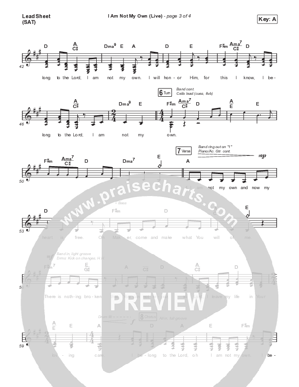 I Am Not My Own (Choral Anthem SATB) Lead Sheet (SAT) (Keith & Kristyn Getty / Skye Peterson / Arr. Mason Brown)
