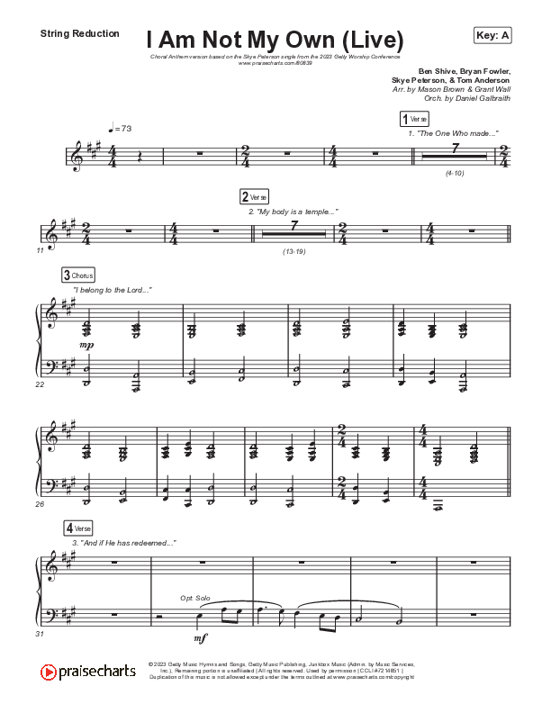 I Am Not My Own (Choral Anthem SATB) String Reduction (Keith & Kristyn Getty / Skye Peterson / Arr. Mason Brown)