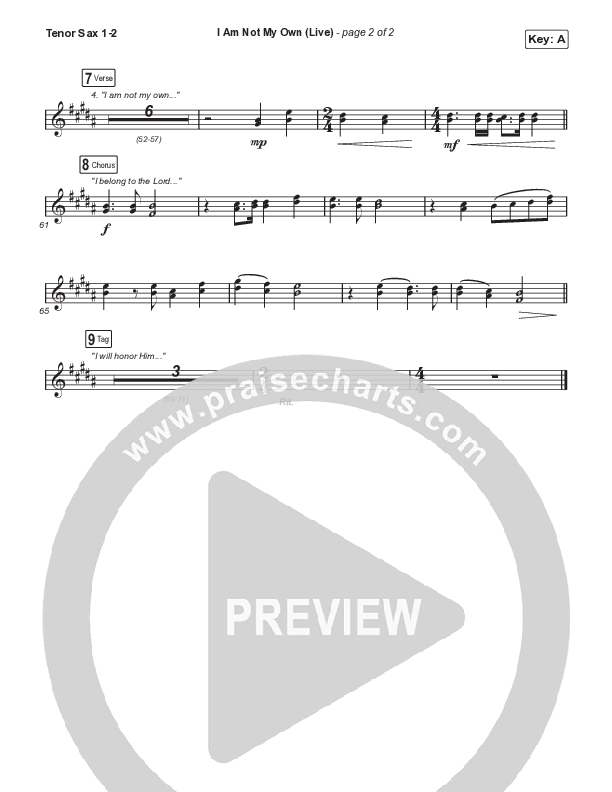 I Am Not My Own (Choral Anthem SATB) Tenor Sax 1,2 (Keith & Kristyn Getty / Skye Peterson / Arr. Mason Brown)