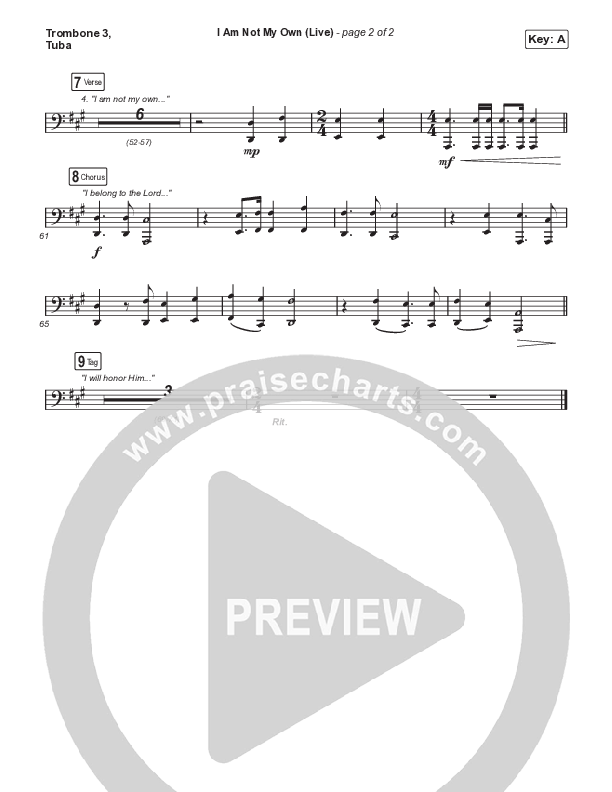 I Am Not My Own (Choral Anthem SATB) Trombone 3/Tuba (Keith & Kristyn Getty / Skye Peterson / Arr. Mason Brown)