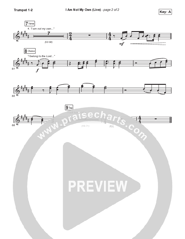 I Am Not My Own (Choral Anthem SATB) Trumpet 1,2 (Keith & Kristyn Getty / Skye Peterson / Arr. Mason Brown)