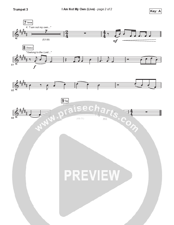I Am Not My Own (Choral Anthem SATB) Trumpet 3 (Keith & Kristyn Getty / Skye Peterson / Arr. Mason Brown)
