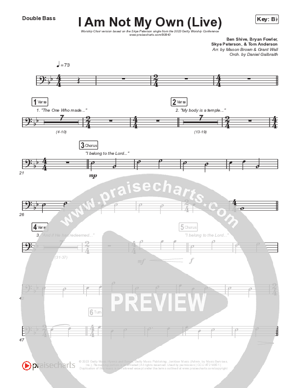 I Am Not My Own (Worship Choir/SAB) Double Bass (Keith & Kristyn Getty / Skye Peterson / Arr. Mason Brown)