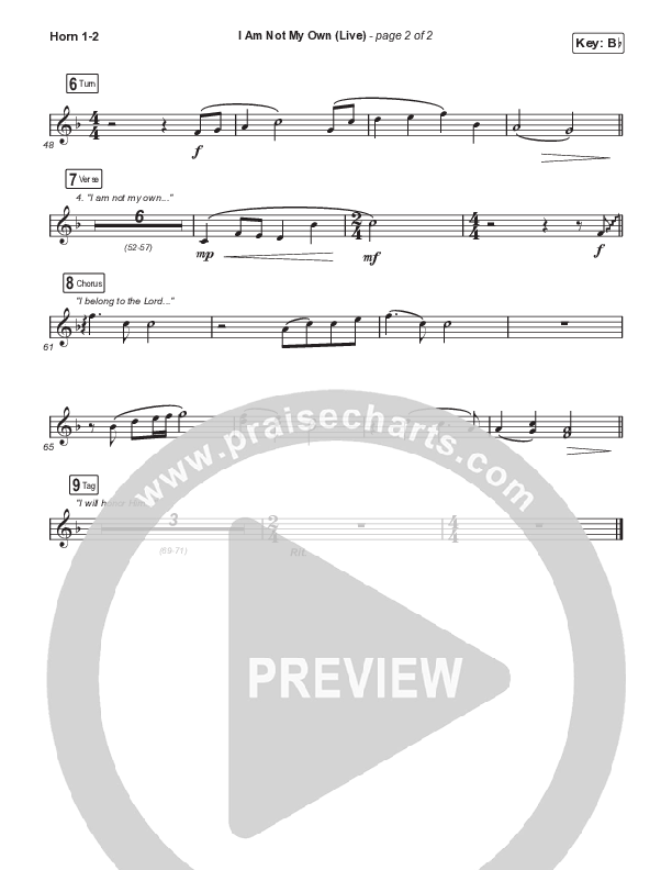 I Am Not My Own (Worship Choir/SAB) French Horn 1/2 (Keith & Kristyn Getty / Skye Peterson / Arr. Mason Brown)