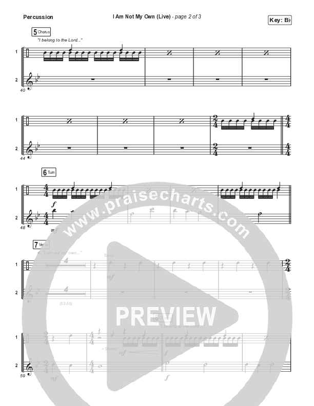 I Am Not My Own (Worship Choir/SAB) Percussion (Keith & Kristyn Getty / Skye Peterson / Arr. Mason Brown)