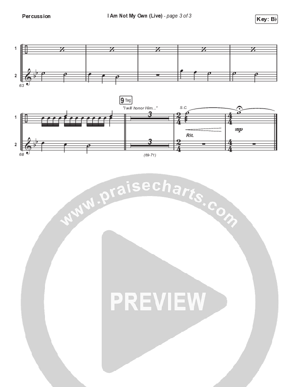 I Am Not My Own (Worship Choir/SAB) Percussion (Keith & Kristyn Getty / Skye Peterson / Arr. Mason Brown)