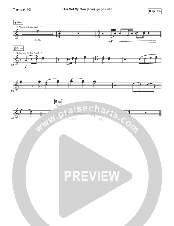 I Am Not My Own (Worship Choir/SAB) Trumpet 1,2 (Keith & Kristyn Getty / Skye Peterson / Arr. Mason Brown)