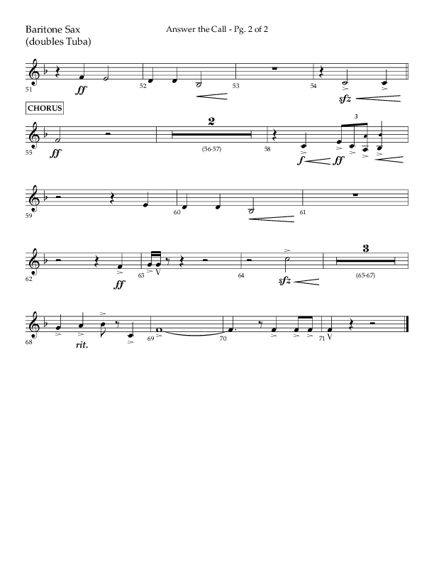 Answer The Call (Choral Anthem SATB) Bari Sax (Lifeway Choral / Arr. Cliff Duren)