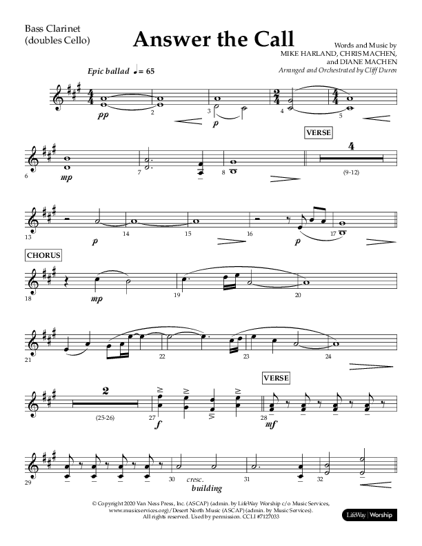 Answer The Call (Choral Anthem SATB) Bass Clarinet (Lifeway Choral / Arr. Cliff Duren)