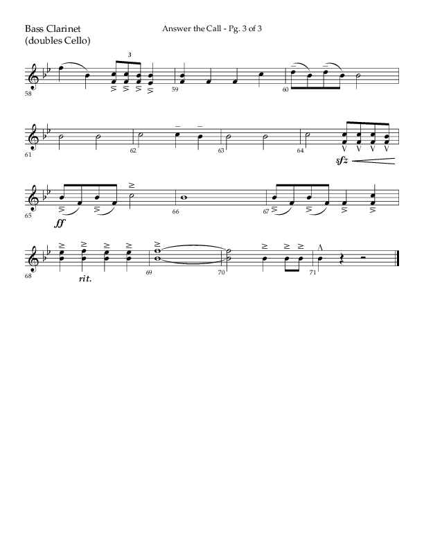 Answer The Call (Choral Anthem SATB) Bass Clarinet (Lifeway Choral / Arr. Cliff Duren)