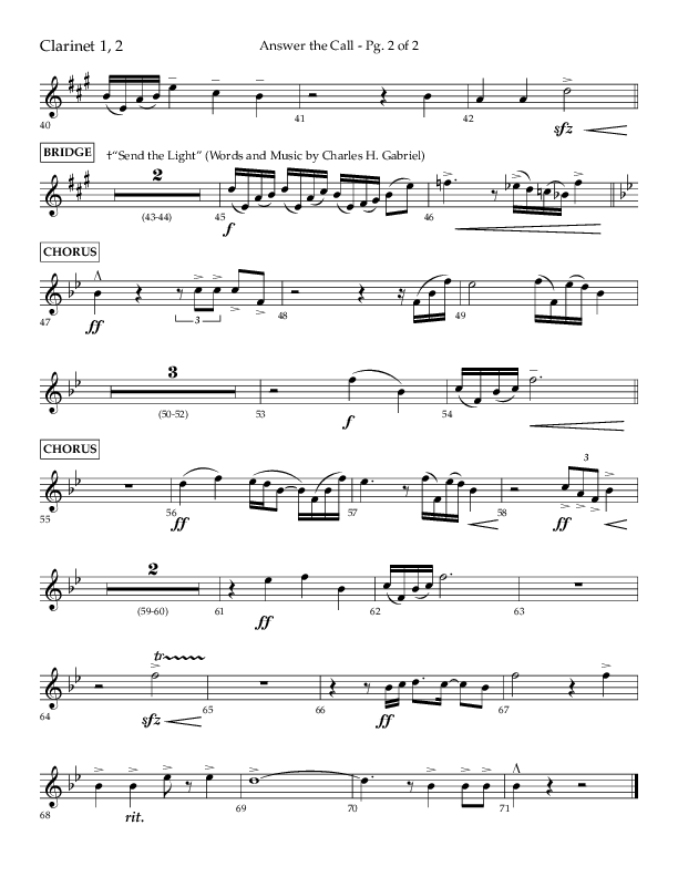 Answer The Call (Choral Anthem SATB) Clarinet 1/2 (Lifeway Choral / Arr. Cliff Duren)