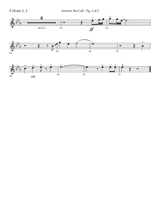 Answer The Call (Choral Anthem SATB) French Horn 1/2 (Lifeway Choral / Arr. Cliff Duren)