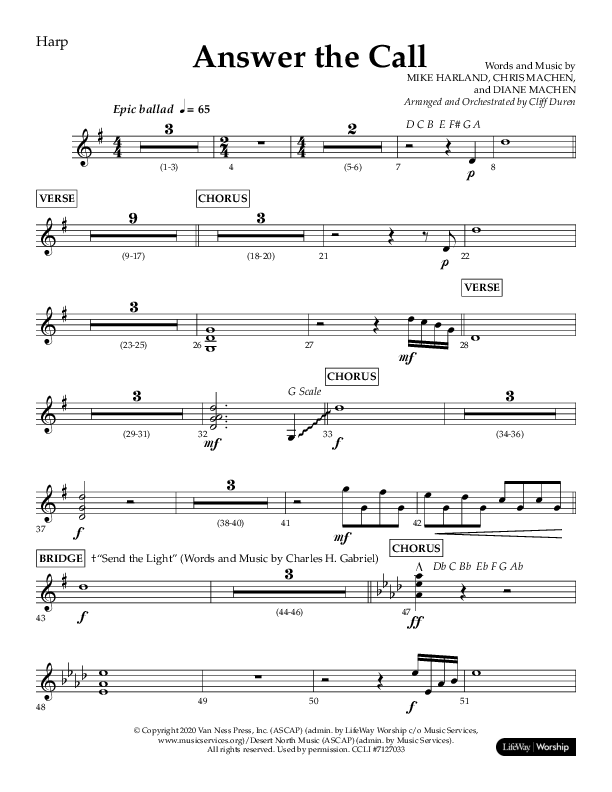 Answer The Call (Choral Anthem SATB) Harp (Lifeway Choral / Arr. Cliff Duren)