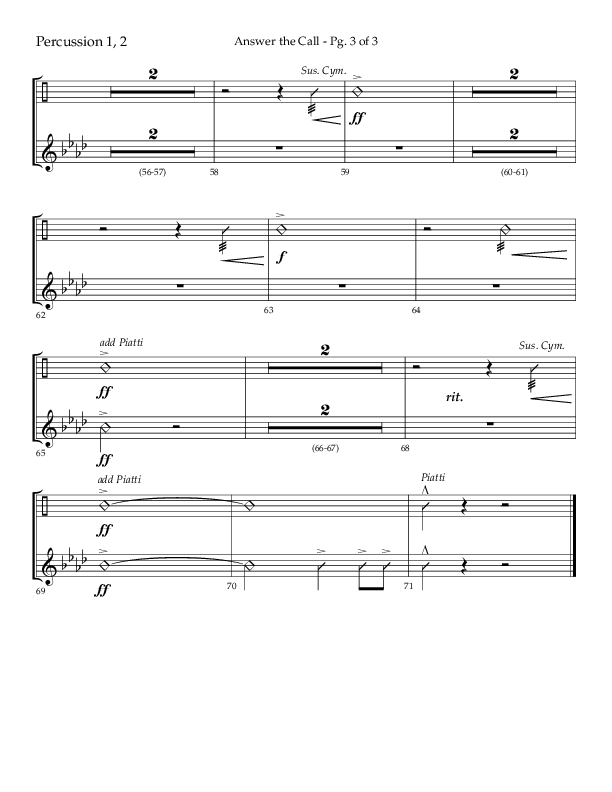 Answer The Call (Choral Anthem SATB) Percussion 1/2 (Lifeway Choral / Arr. Cliff Duren)