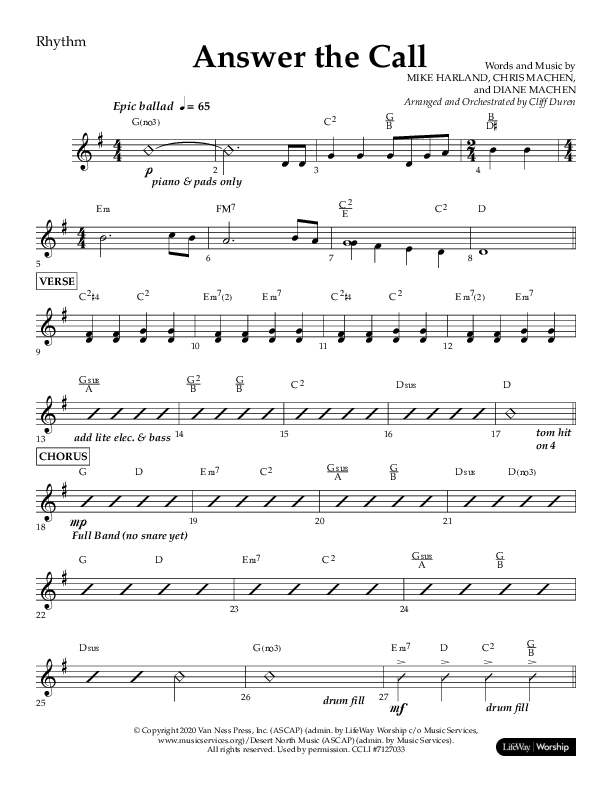 Answer The Call (Choral Anthem SATB) Lead Melody & Rhythm (Lifeway Choral / Arr. Cliff Duren)