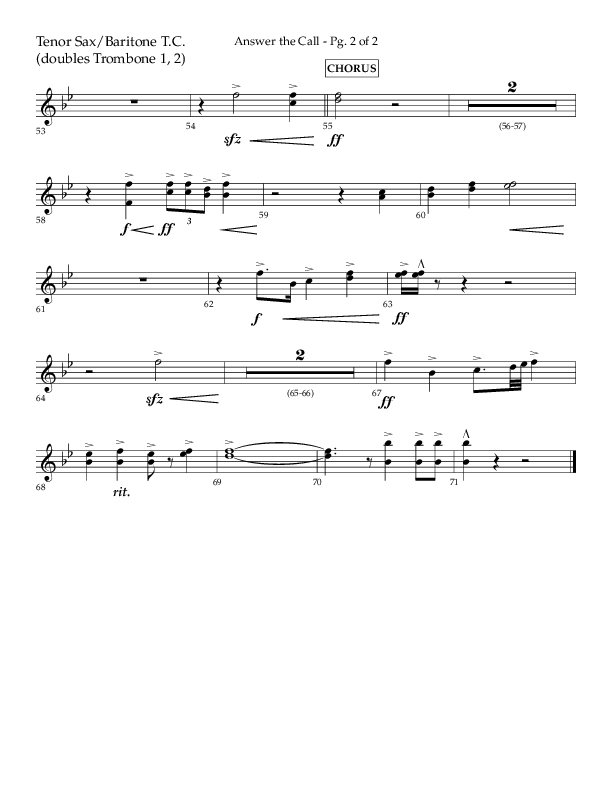 Answer The Call (Choral Anthem SATB) Tenor Sax/Baritone T.C. (Lifeway Choral / Arr. Cliff Duren)