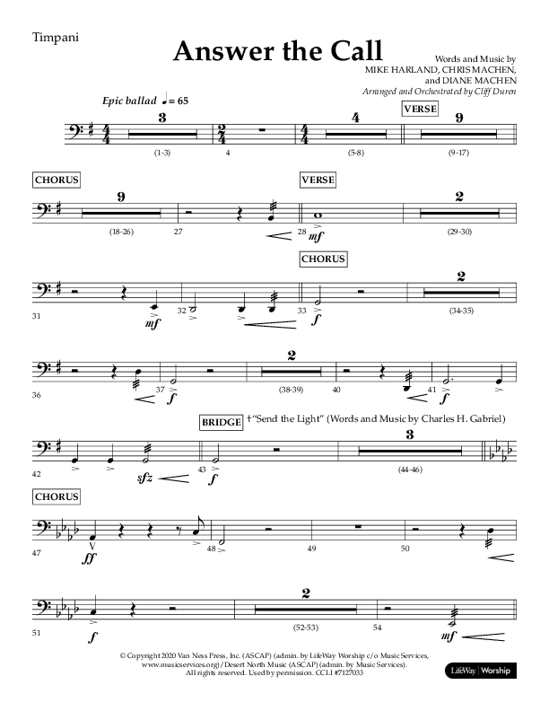 Answer The Call (Choral Anthem SATB) Timpani (Lifeway Choral / Arr. Cliff Duren)